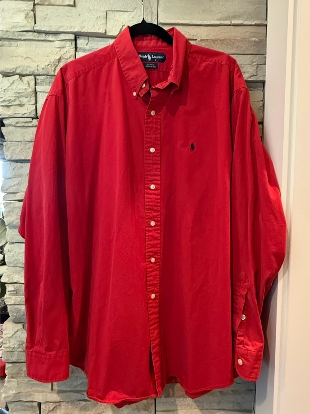 Ralph Lauren Blake men’s red button down 100% cotton shirt Long sleeve Size XL